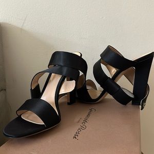 NEW Gianvito Rossi Black Satin Crisscross Sandals